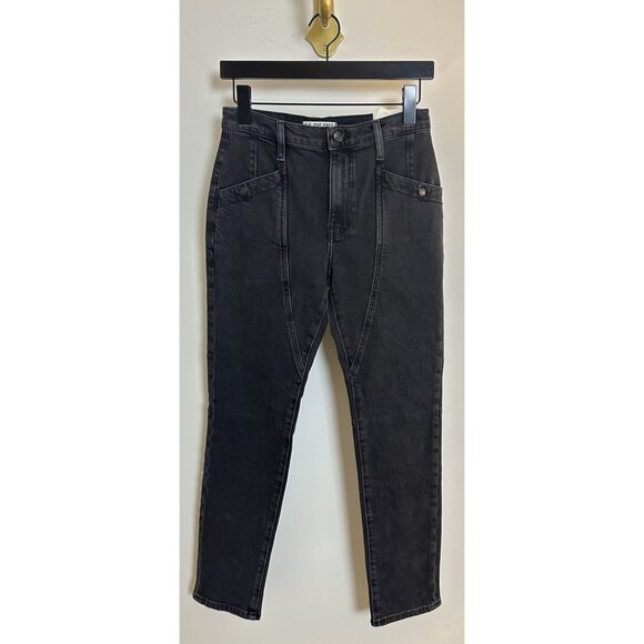 FREE PEOPLE Beacon Mid-Rise Slim Crop Jeans in Black Quartz Size US 25 - Picture 3 of 11